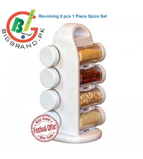 Revolving 8 Pcs Spice Rack Tower Kitchen Masala Jar 